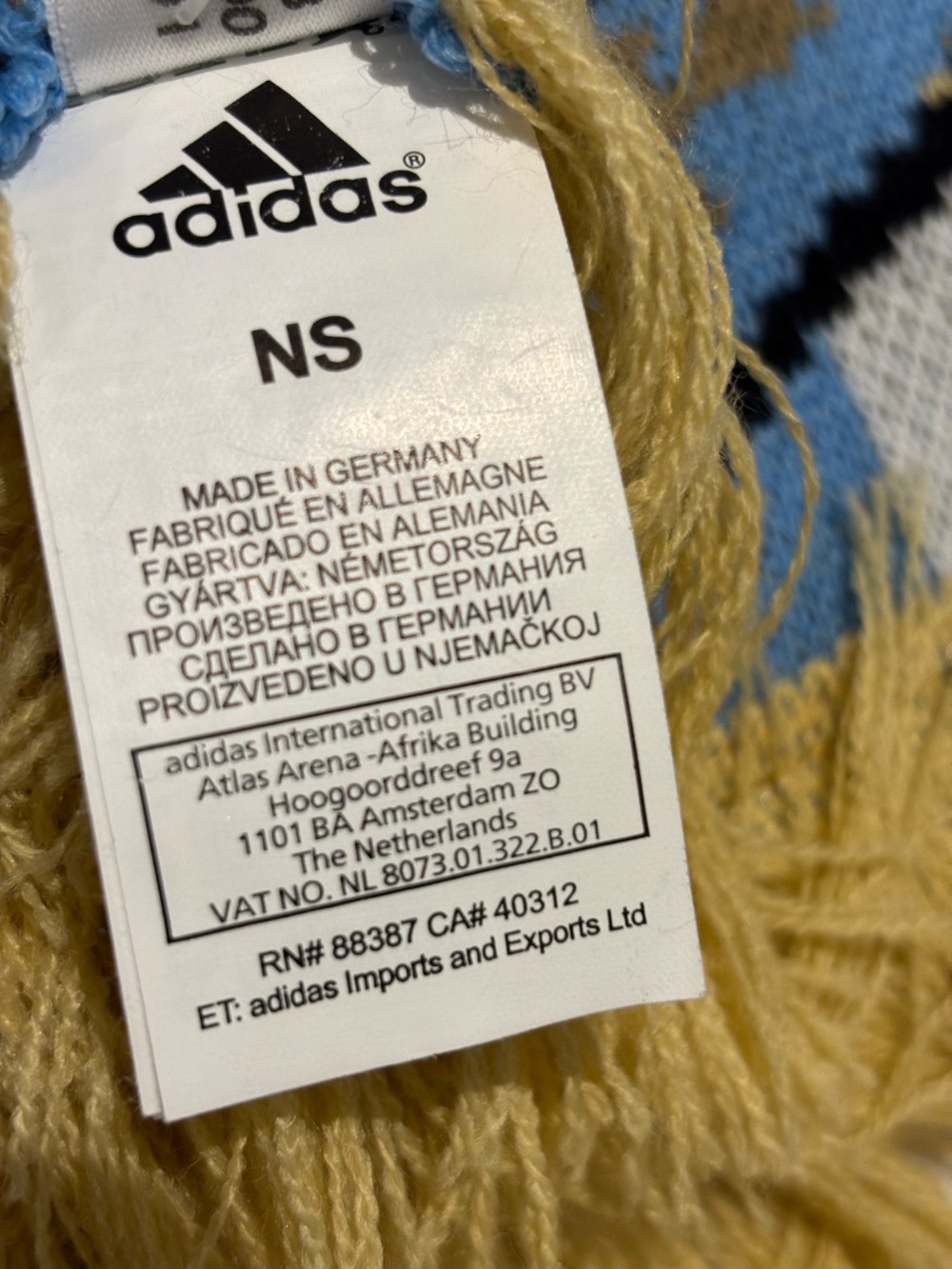 Adidas Argentina AFA Soccer Fan Scarf Fringe Light Blue White Gold 2 Star FIFA - Picture 11 of 11